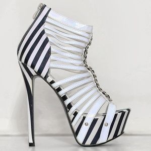 RED KISS CANDY CANE HEELS